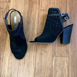 BCBGeneration Black Suede Sandal Booties - Size 9
